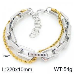 Creative and personalized stainless steel mixed with double-layer chain lobster buckle temperament silver&gold bracelet - KB207116-ZZ