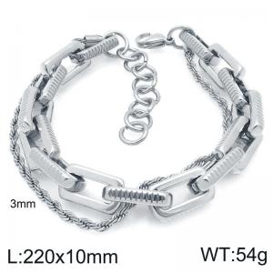 Creative and personalized stainless steel mixed with double-layer chain lobster buckle temperament silver bracelet - KB207117-ZZ
