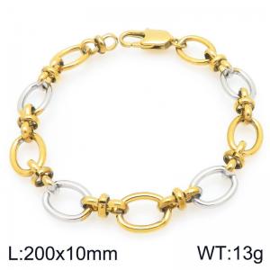 Fashion stainless steel 200 × 10mm oval 8-shaped spliced chain Japanese buckle charm gold&silver bracelet - KB207119-ZZ