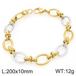 Fashion stainless steel 200 × 10mm oval 8-shaped spliced chain lobster buckle charm gold&silver bracelet - KB207120-ZZ