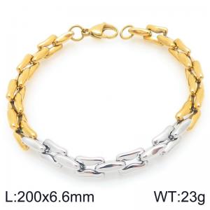 Stainless steel fashionable and personalized square pig nose chain inter-color splicing bracelet - KB207197-Z