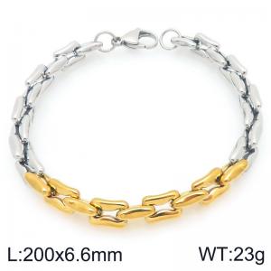 Stainless steel fashionable and personalized square pig nose chain inter-color splicing bracelet - KB207198-Z