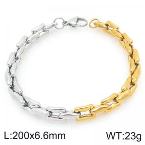 Stainless steel fashionable and personalized square pig nose chain inter-color splicing bracelet - KB207199-Z