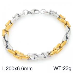 Stainless steel fashionable and personalized square pig nose chain inter-color splicing bracelet - KB207200-Z