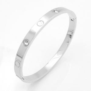 Stainless Steel Stone Bangle - KB207736-SP