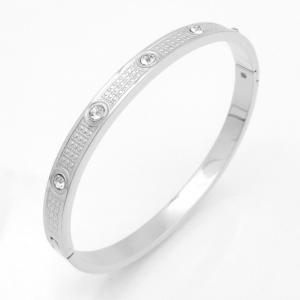 Stainless Steel Stone Bangle - KB207738-SP