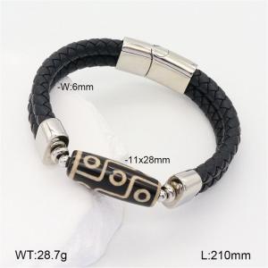 Stainless Steel Leather Bracelet - KB208171-NT