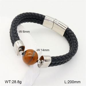 Stainless Steel Leather Bracelet - KB208172-NT