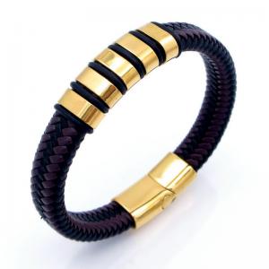 Stainless Steel Leather Bracelet - KB208554-JZ