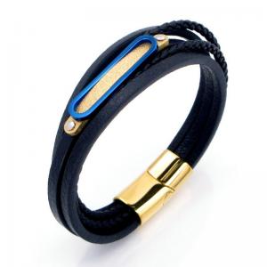 Stainless Steel Leather Bracelet - KB208558-JZ