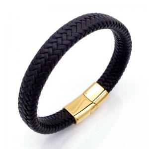 Stainless Steel Leather Bracelet - KB208572-JZ