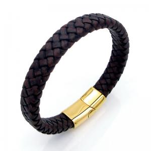 Stainless Steel Leather Bracelet - KB208573-JZ