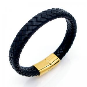 Stainless Steel Leather Bracelet - KB208574-JZ