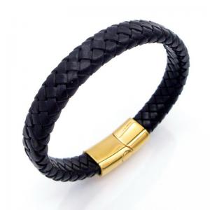 Stainless Steel Leather Bracelet - KB208575-JZ