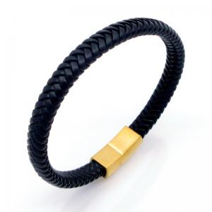 Stainless Steel Leather Bracelet - KB208582-JZ