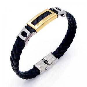 Stainless Steel Leather Bracelet - KB208587-JZ