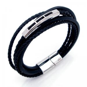 Stainless Steel Leather Bracelet - KB208597-JZ