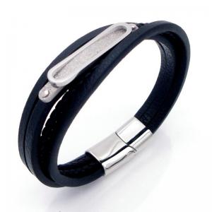 Stainless Steel Leather Bracelet - KB208600-JZ