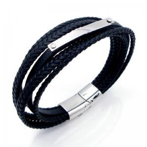 Stainless Steel Leather Bracelet - KB208602-JZ