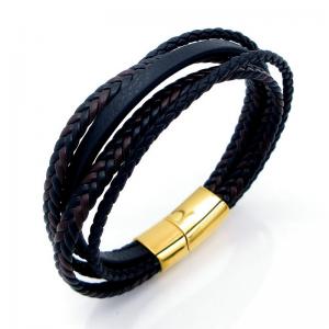 Stainless Steel Leather Bracelet - KB208604-JZ