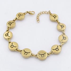 Golden stainless steel bracelet with accessories featuring the twelve zodiac signs - KB209532-TK