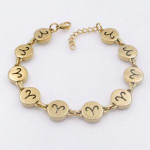 Golden stainless steel bracelet with accessories featuring the twelve zodiac signs - KB209535-TK