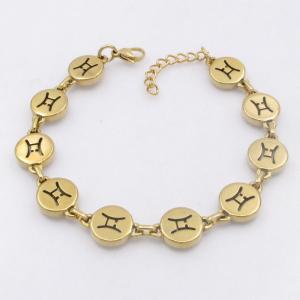 Golden stainless steel bracelet with accessories featuring the twelve zodiac signs - KB209536-TK