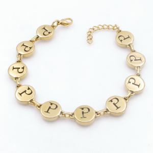 Golden stainless steel bracelet with letter element accessories - KB209579-TK