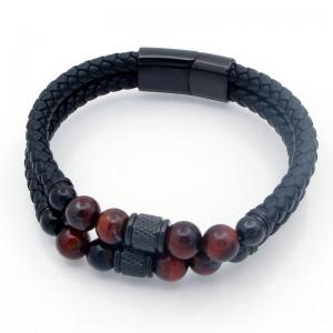 Stainless Steel Leather Bracelet - KB209673-SJ