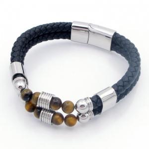 Stainless Steel Leather Bracelet - KB209674-SJ