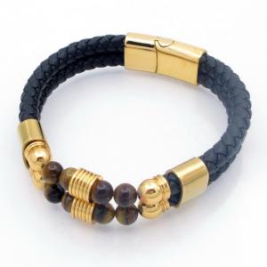 Stainless Steel Leather Bracelet - KB209675-SJ