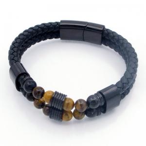 Stainless Steel Leather Bracelet - KB209676-SJ