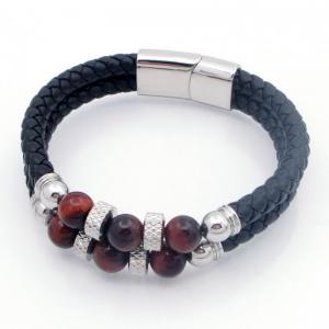 Stainless Steel Leather Bracelet - KB209677-SJ