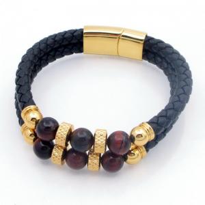 Stainless Steel Leather Bracelet - KB209678-SJ