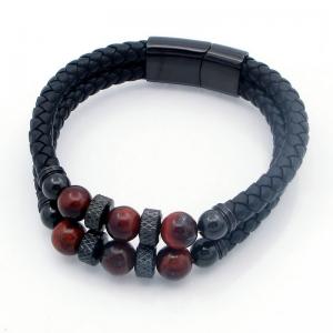 Stainless Steel Leather Bracelet - KB209679-SJ
