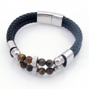 Stainless Steel Leather Bracelet - KB209680-SJ