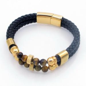 Stainless Steel Leather Bracelet - KB209681-SJ