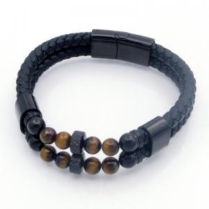 Stainless Steel Leather Bracelet - KB209682-SJ