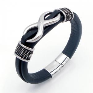 Stainless Steel Leather Bracelet - KB209683-SJ