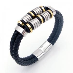 Stainless Steel Leather Bracelet - KB209685-SJ