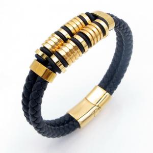 Stainless Steel Leather Bracelet - KB209686-SJ
