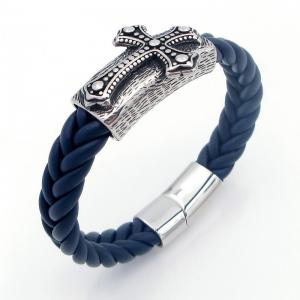 Stainless Steel Leather Bracelet - KB209693-SJ