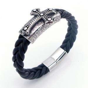 Stainless Steel Leather Bracelet - KB209695-SJ