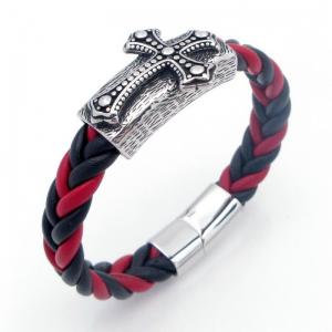 Stainless Steel Leather Bracelet - KB209696-SJ