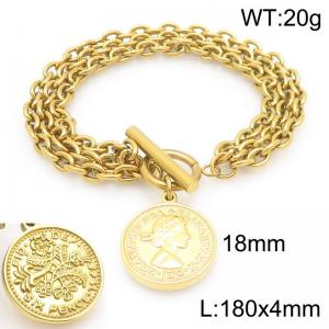 Stainless Steel Gold-plating Bracelet - KB210183-Z