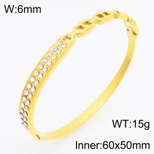 Stainless Steel Stone Bangle - KB210733-KSZ