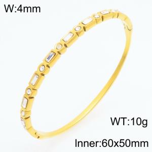 Stainless Steel Stone Bangle - KB210742-KSZ