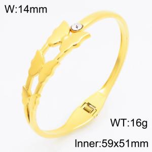Stainless Steel Stone Bangle - KB210754-KSZ