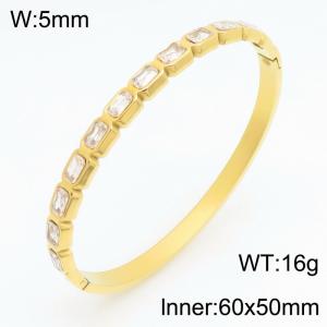 Stainless Steel Stone Bangle - KB211256-KSZ