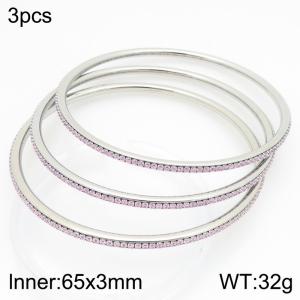 Stainless steel circle minimalist rhinestone bangle - KB211397-GC